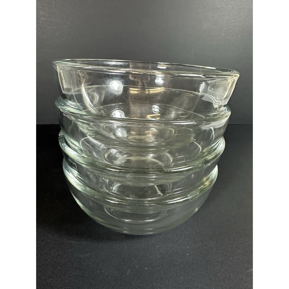 Clear Glass Bowls 6" Mixing Soup Salad Prep Small Serving Mexico Set Of 4
